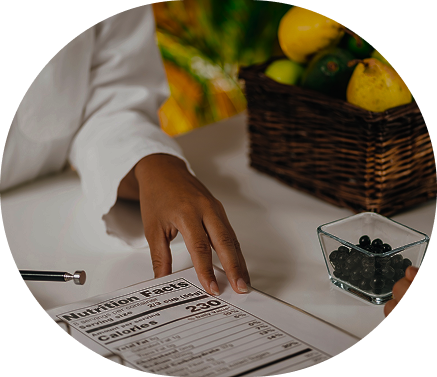 hand holding nutrition facts